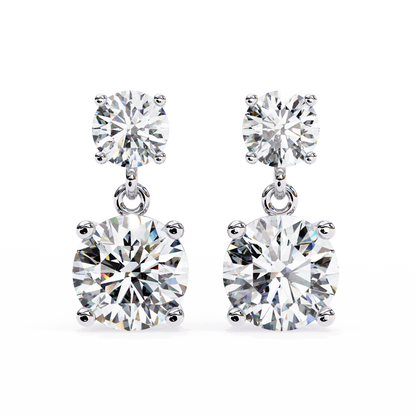 7.46 CTW Graduated Round Lab-Grown Diamond Drop Earrings in 14K Gold