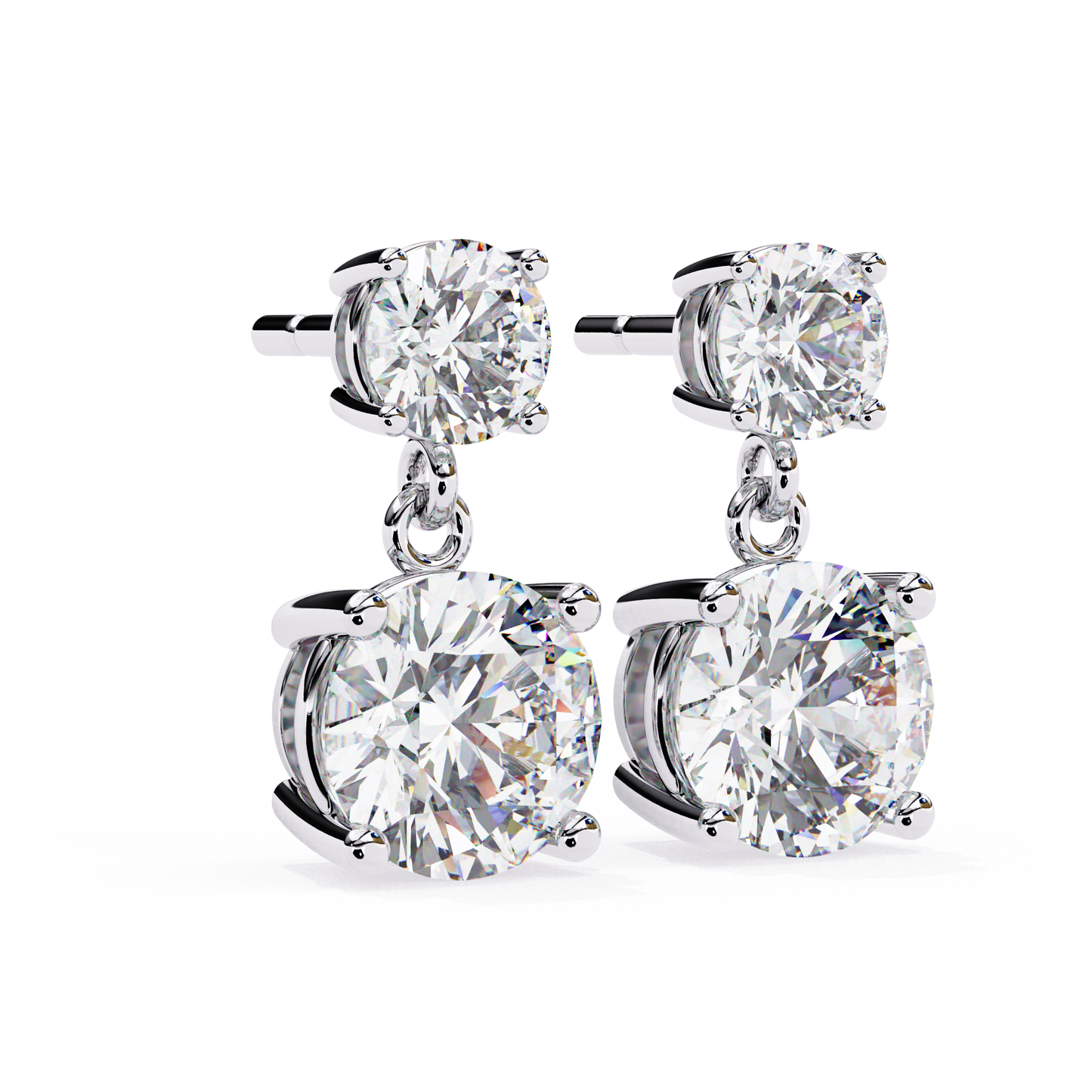 7.46 CTW Graduated Round Lab-Grown Diamond Drop Earrings in 14K Gold