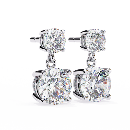 7.46 CTW Graduated Round Lab-Grown Diamond Drop Earrings in 14K Gold