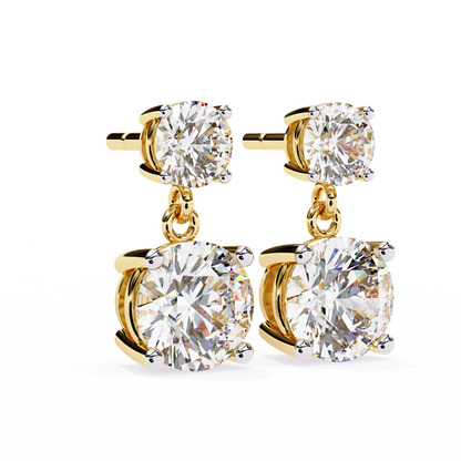 7.46 CTW Graduated Round Lab-Grown Diamond Drop Earrings in 14K Gold