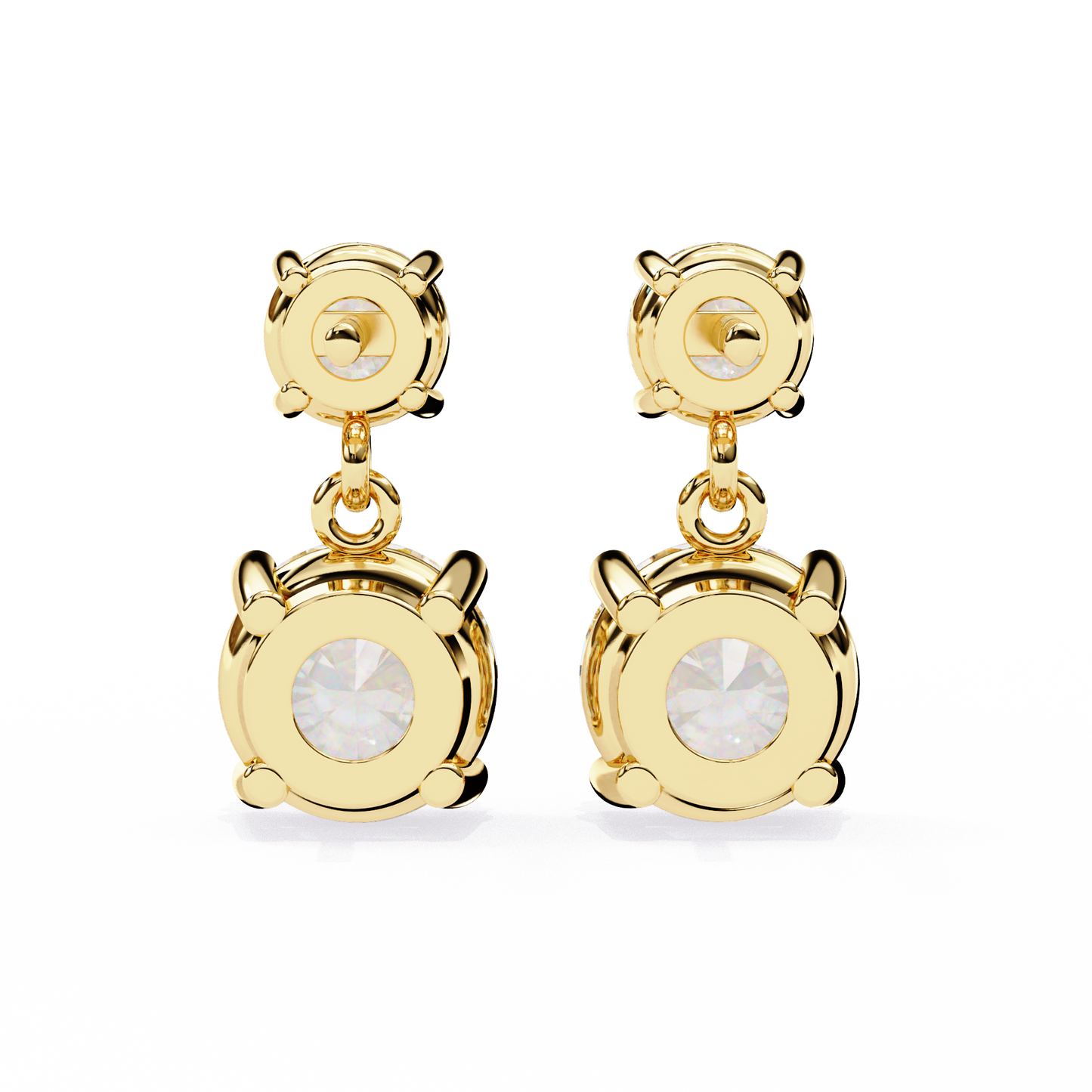 7.46 CTW Graduated Round Lab-Grown Diamond Drop Earrings in 14K Gold