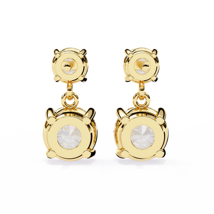7.46 CTW Graduated Round Lab-Grown Diamond Drop Earrings in 14K Gold