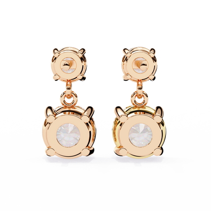 7.46 CTW Graduated Round Lab-Grown Diamond Drop Earrings in 14K Gold