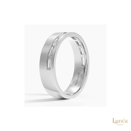 Baguette Lab Diamond Men's Eternity Band | Lab Grown | 14K Gold & Platinum