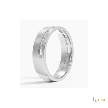 Baguette Lab Diamond Men's Eternity Band | Lab Grown | 14K Gold & Platinum