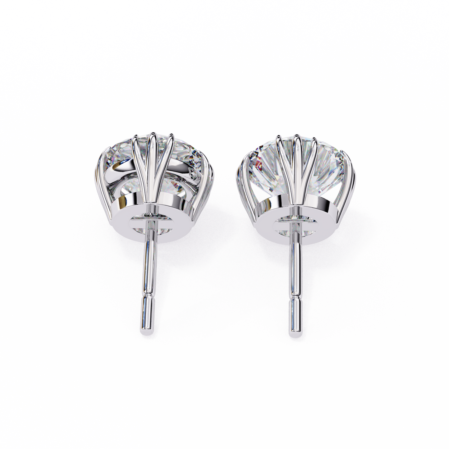 2.80 CTW Round Lab-Grown Diamond Sculpted Crown Stud Earrings in 14K Gold