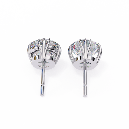 2.80 CTW Round Lab-Grown Diamond Sculpted Crown Stud Earrings in 14K Gold