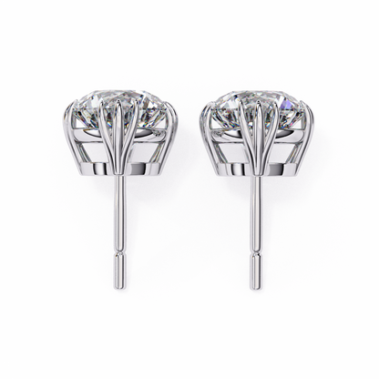 2.80 CTW Round Lab-Grown Diamond Sculpted Crown Stud Earrings in 14K Gold