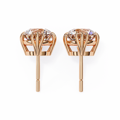 2.80 CTW Round Lab-Grown Diamond Sculpted Crown Stud Earrings in 14K Gold