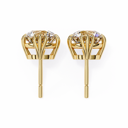 2.80 CTW Round Lab-Grown Diamond Sculpted Crown Stud Earrings in 14K Gold