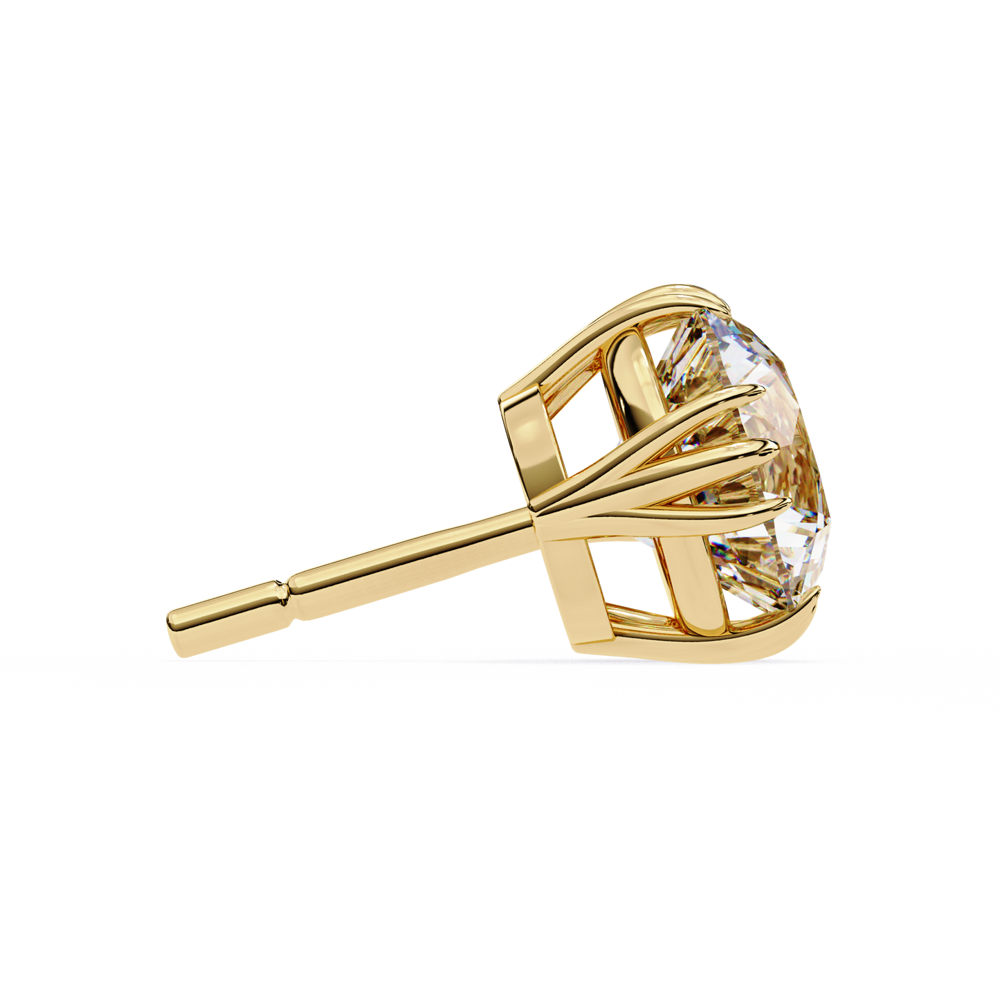 2.80 CTW Round Lab-Grown Diamond Sculpted Crown Stud Earrings in 14K Gold