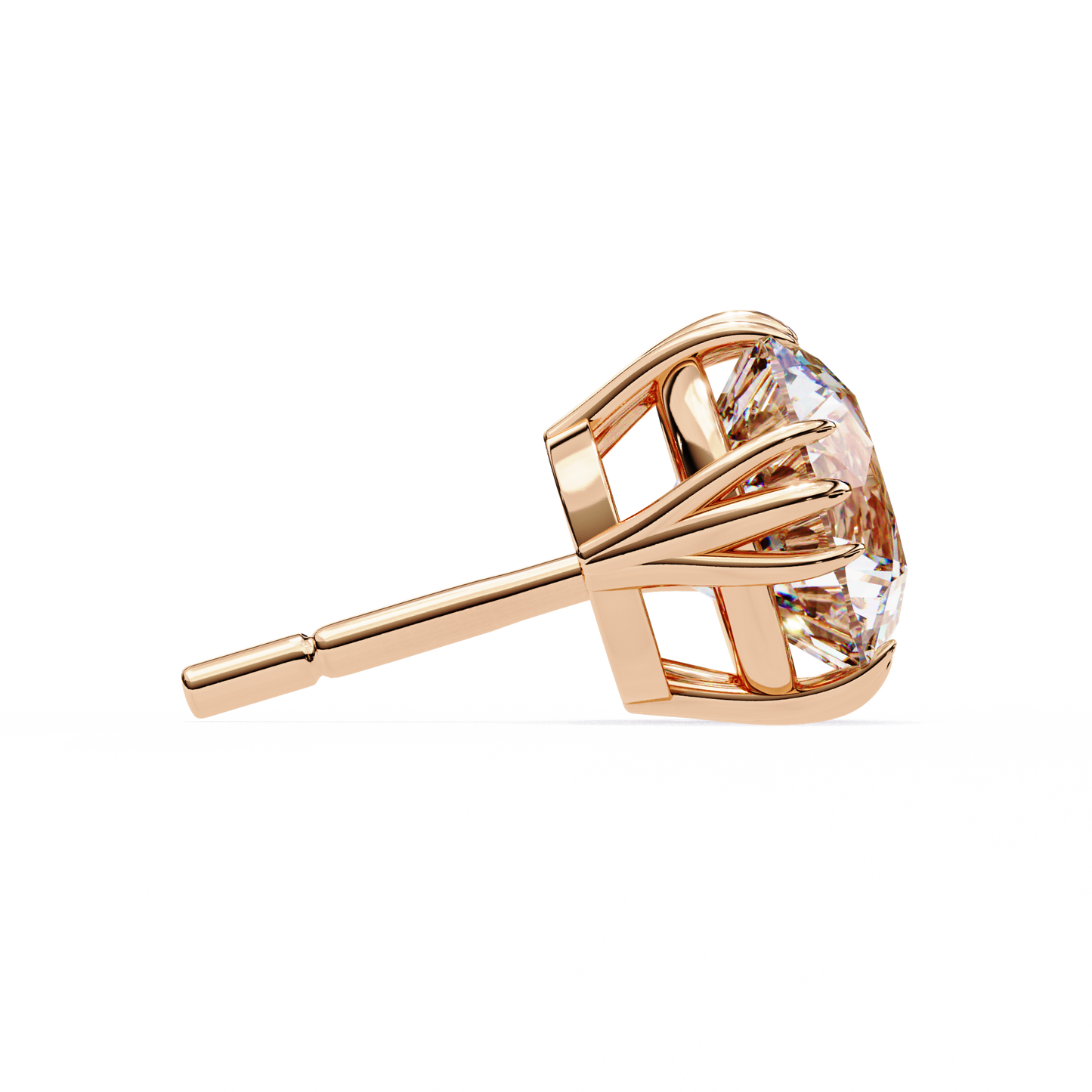 2.80 CTW Round Lab-Grown Diamond Sculpted Crown Stud Earrings in 14K Gold