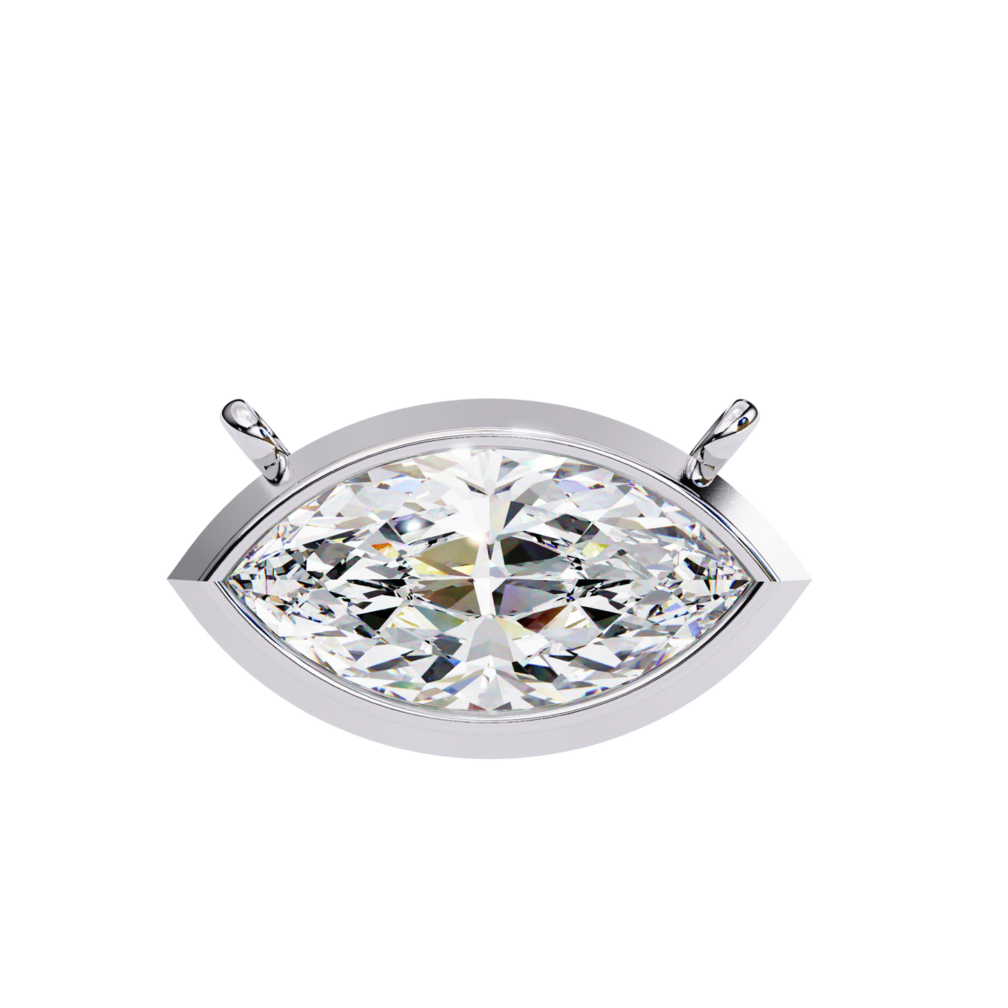 0.7 CT Marquise Lab-Grown Diamond Bezel Pendant Necklace in 14K Gold & Platinum