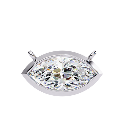 0.7 CT Marquise Lab-Grown Diamond Bezel Pendant Necklace in 14K Gold & Platinum