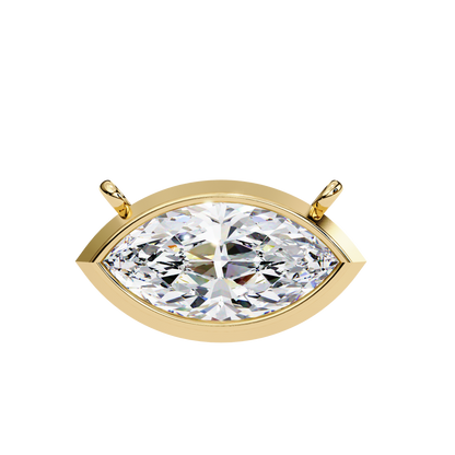 0.7 CT Marquise Lab-Grown Diamond Bezel Pendant Necklace in 14K Gold & Platinum