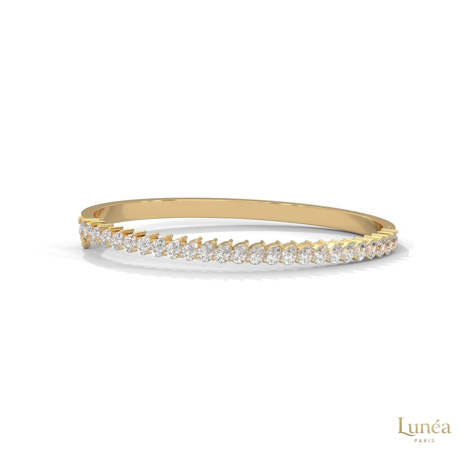 5.30 Ct. Pear Lab Diamond Bangle Open-Top Bracelet