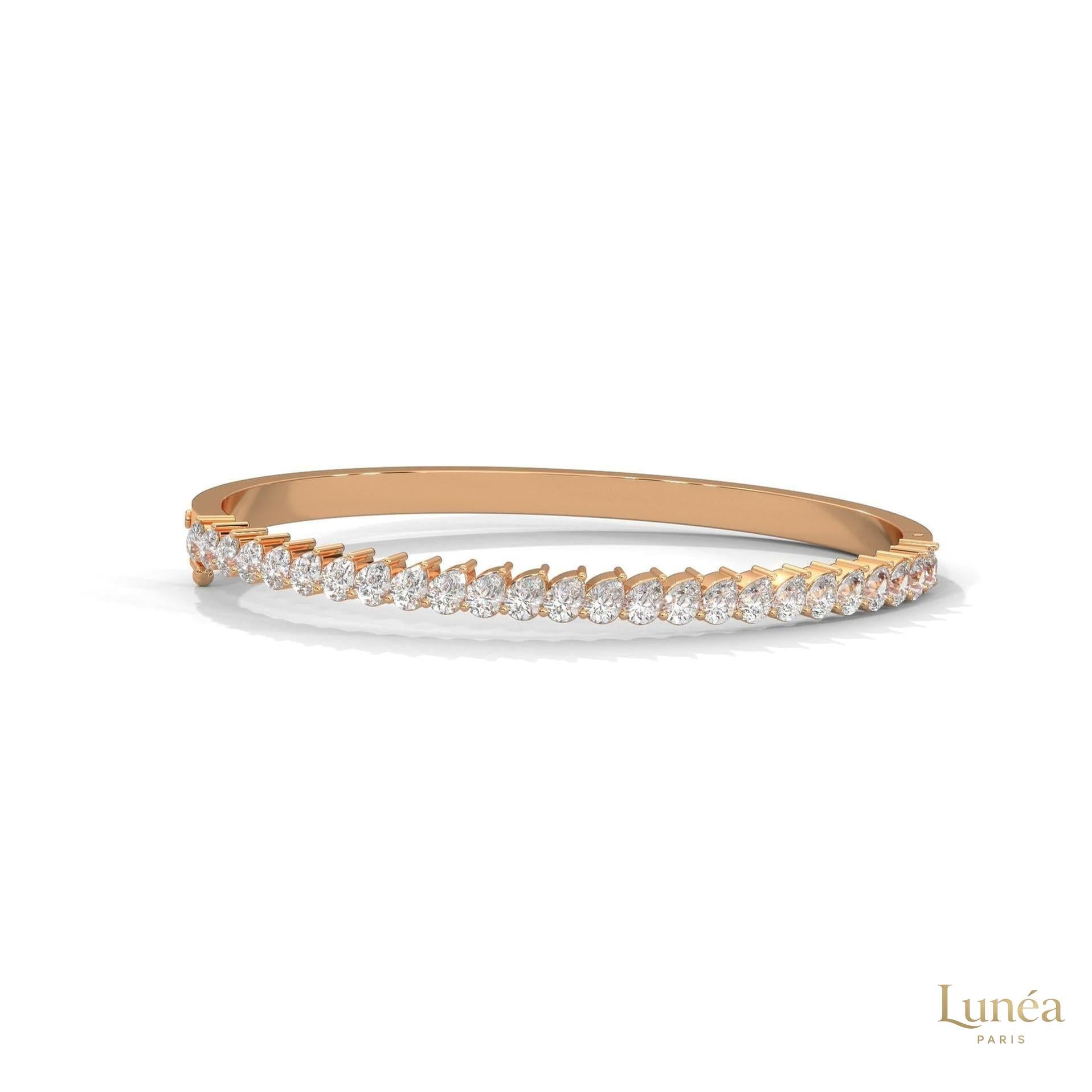 5.30 Ct. Pear Lab Diamond Bangle Open-Top Bracelet