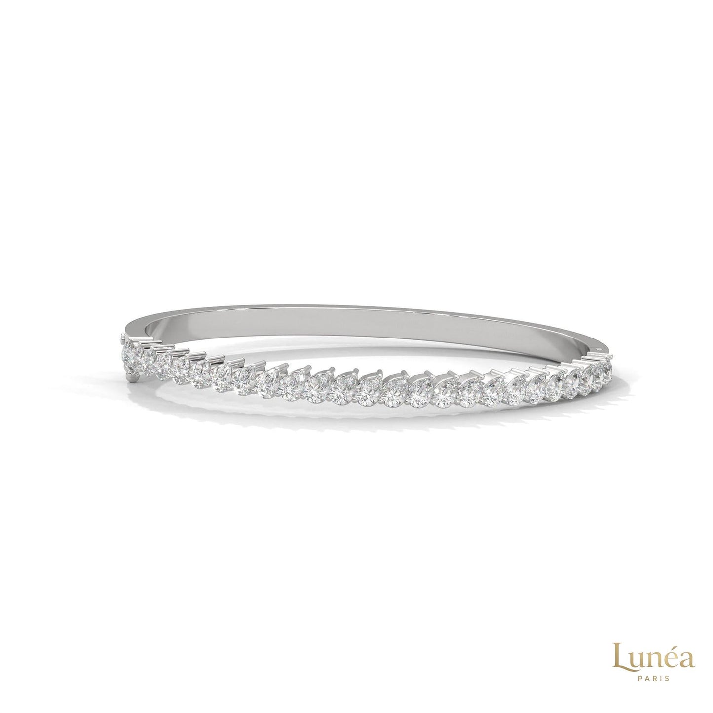 5.30 Ct. Pear Lab Diamond Bangle Open-Top Bracelet