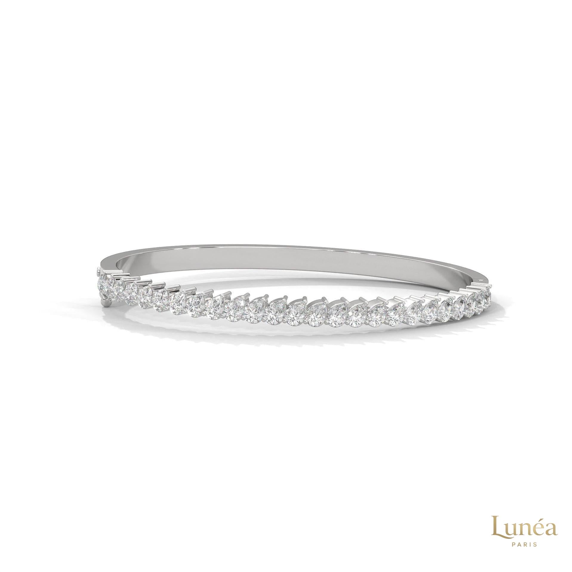 5.30 Ct. Pear Lab Diamond Bangle Open-Top Bracelet