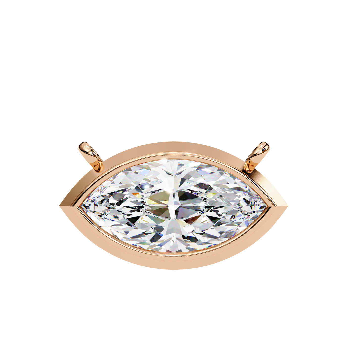 0.7 CT Marquise Lab-Grown Diamond Bezel Pendant Necklace in 14K Gold & Platinum