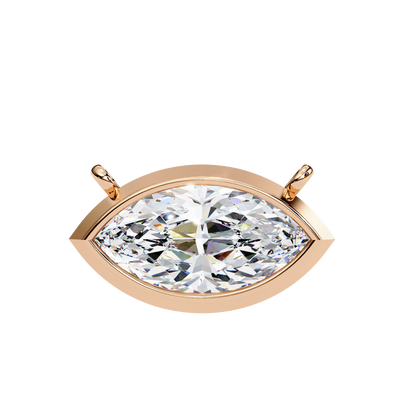 0.7 CT Marquise Lab-Grown Diamond Bezel Pendant Necklace in 14K Gold & Platinum