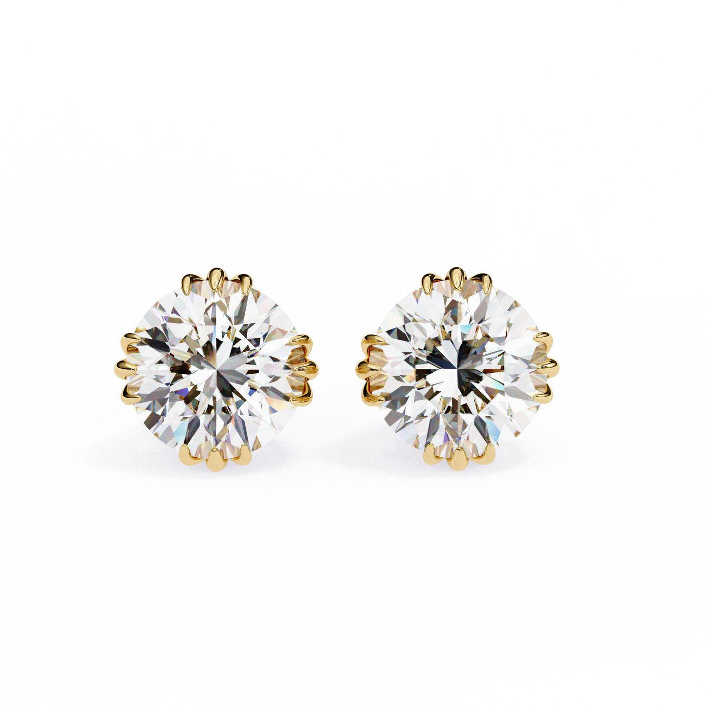 2.80 CTW Round Lab-Grown Diamond Sculpted Crown Stud Earrings in 14K Gold