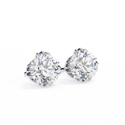 2.80 CTW Round Lab-Grown Diamond Sculpted Crown Stud Earrings in 14K Gold