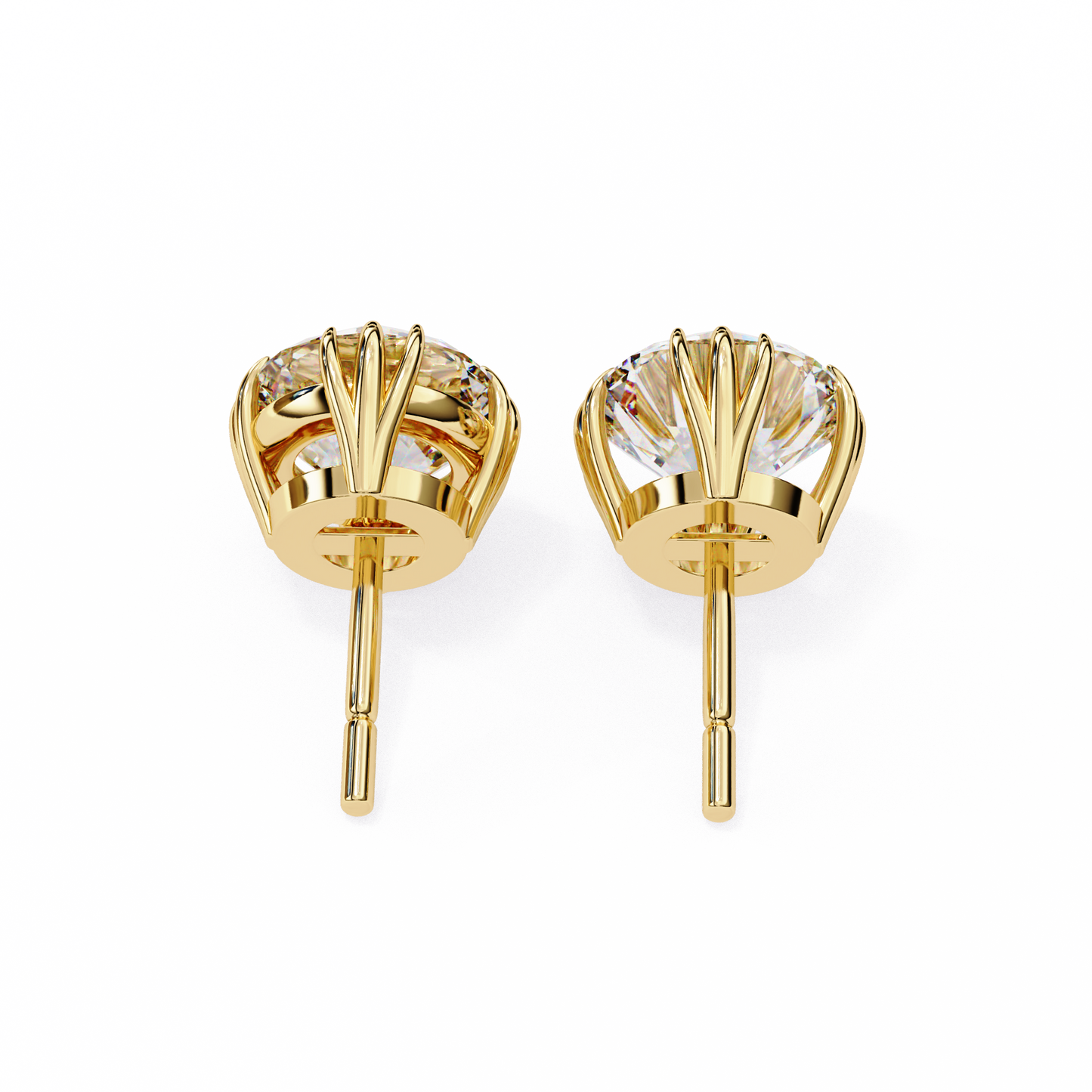 2.80 CTW Round Lab-Grown Diamond Sculpted Crown Stud Earrings in 14K Gold