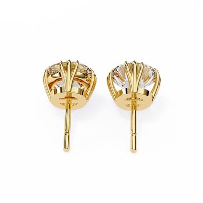 2.80 CTW Round Lab-Grown Diamond Sculpted Crown Stud Earrings in 14K Gold