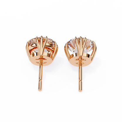 2.80 CTW Round Lab-Grown Diamond Sculpted Crown Stud Earrings in 14K Gold