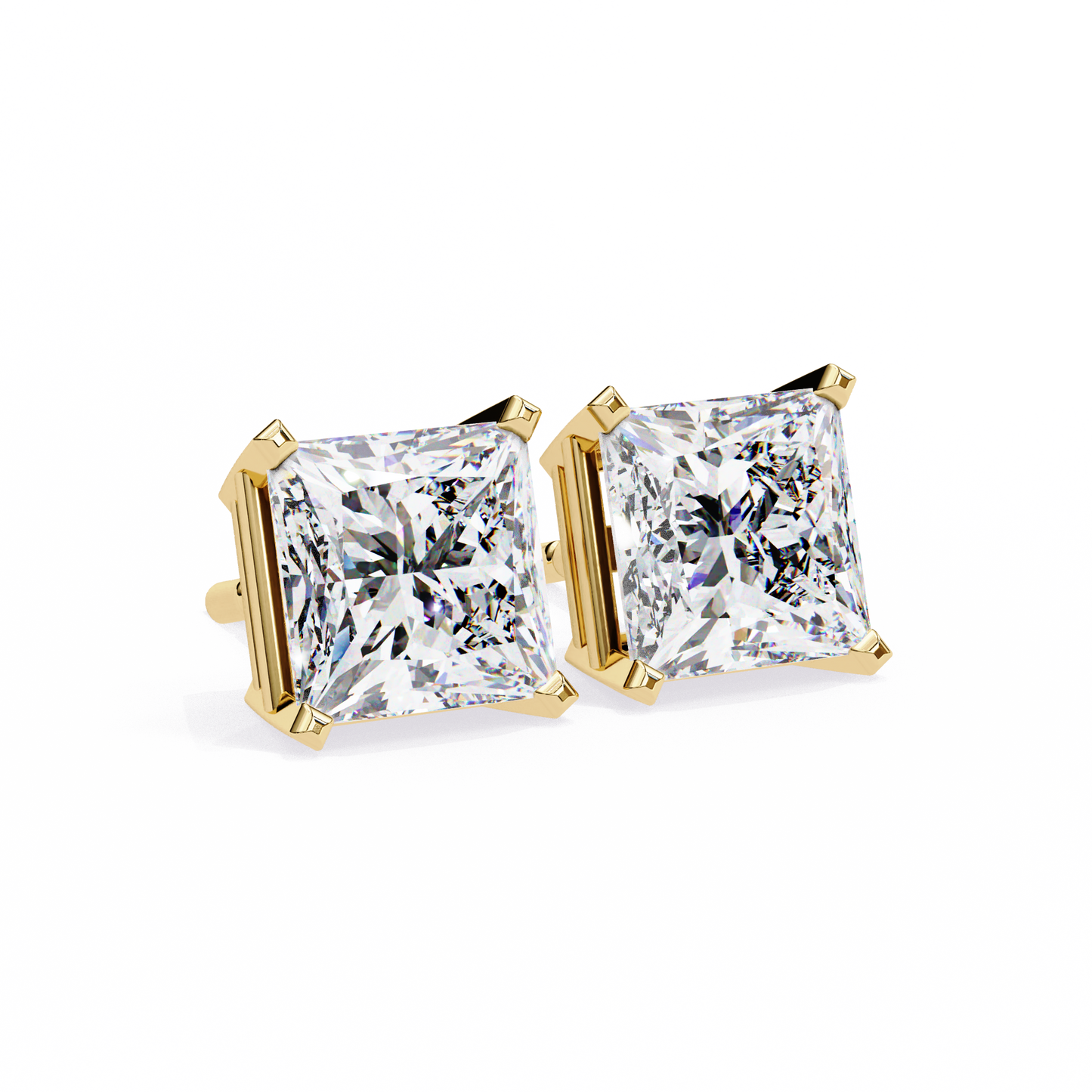 3.04 CTW Princess-Cut Lab-Grown Diamond Stud Earrings in 14K Gold