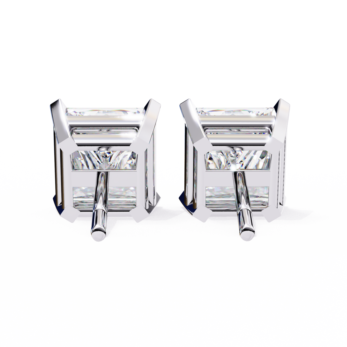 3.04 CTW Princess-Cut Lab-Grown Diamond Stud Earrings in 14K Gold