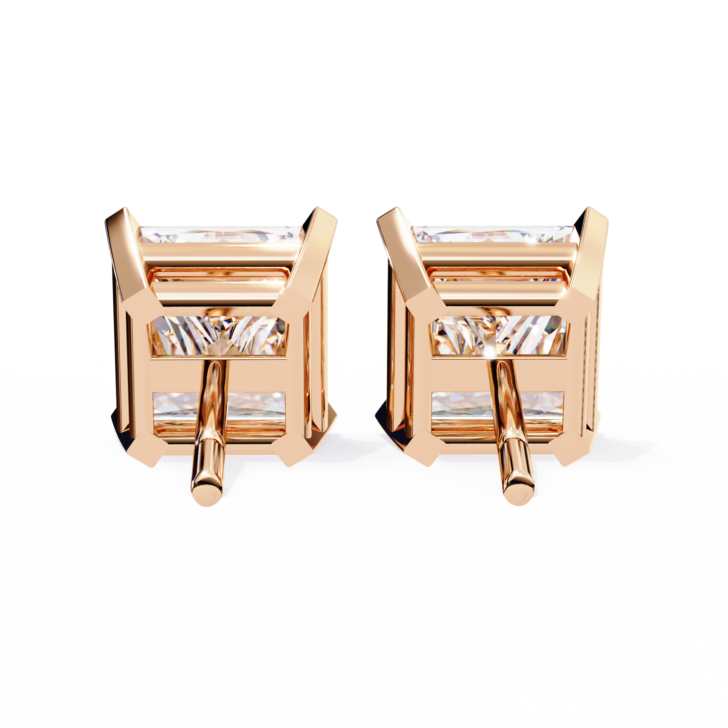 3.04 CTW Princess-Cut Lab-Grown Diamond Stud Earrings in 14K Gold