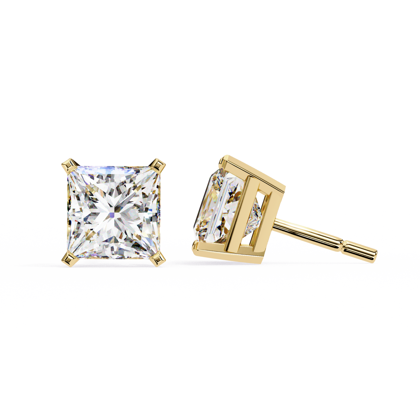 3.04 CTW Princess-Cut Lab-Grown Diamond Stud Earrings in 14K Gold