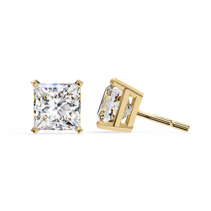 3.04 CTW Princess-Cut Lab-Grown Diamond Stud Earrings in 14K Gold