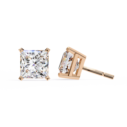 3.04 CTW Princess-Cut Lab-Grown Diamond Stud Earrings in 14K Gold