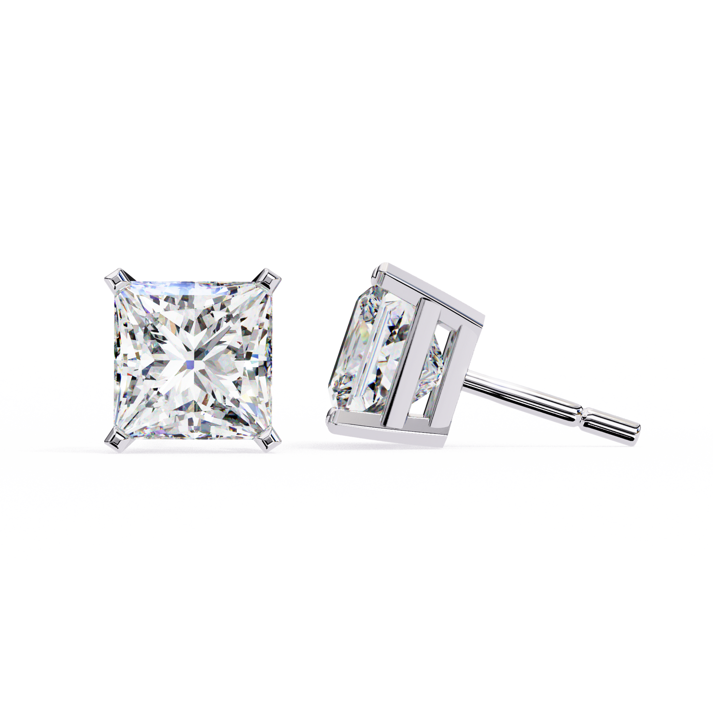 3.04 CTW Princess-Cut Lab-Grown Diamond Stud Earrings in 14K Gold