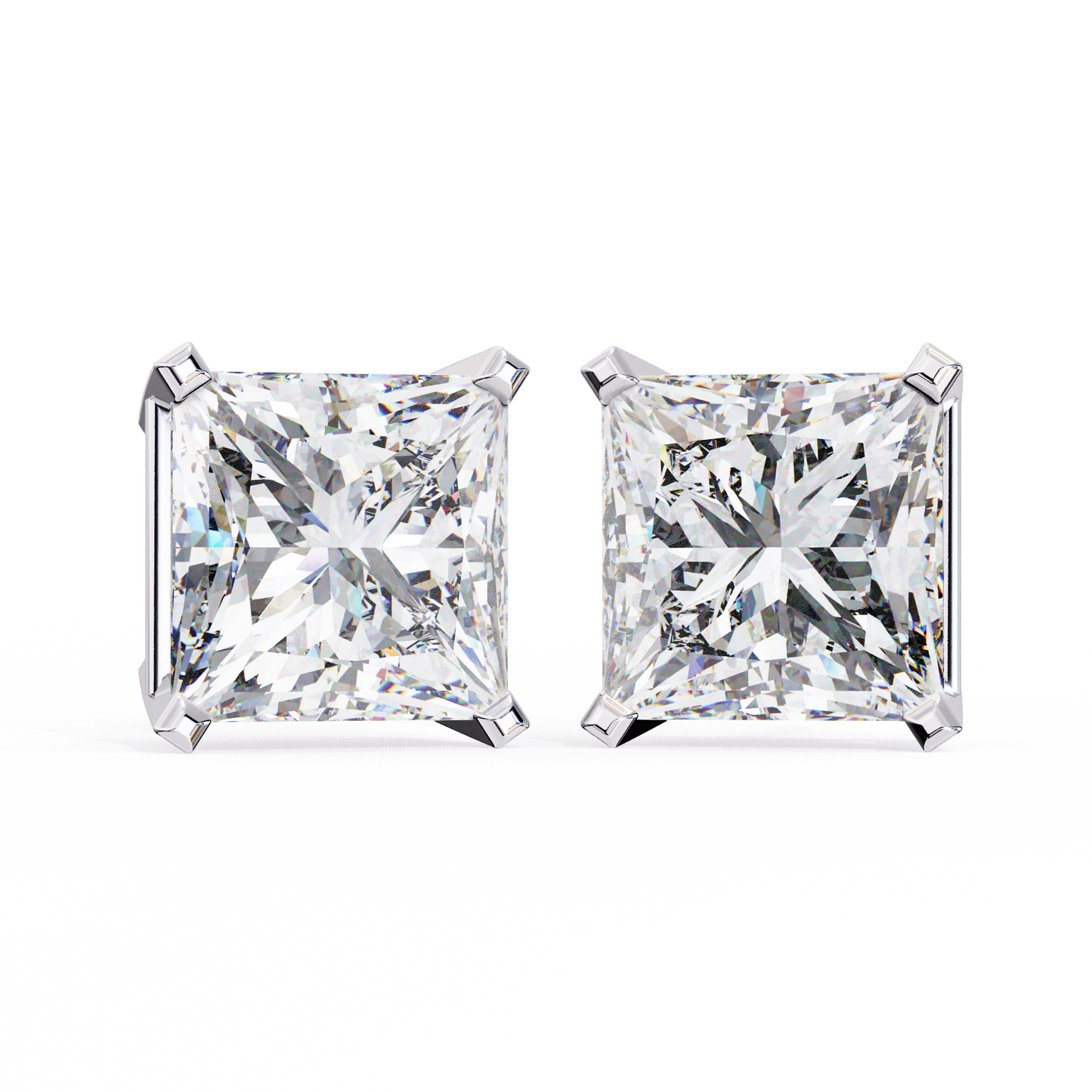 3.04 CTW Princess-Cut Lab-Grown Diamond Stud Earrings in 14K Gold