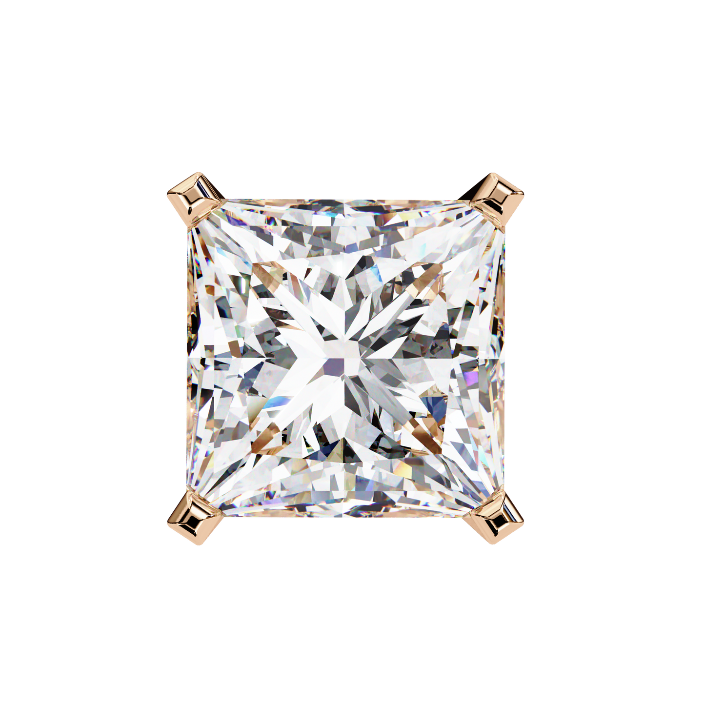 3.04 CTW Princess-Cut Lab-Grown Diamond Stud Earrings in 14K Gold
