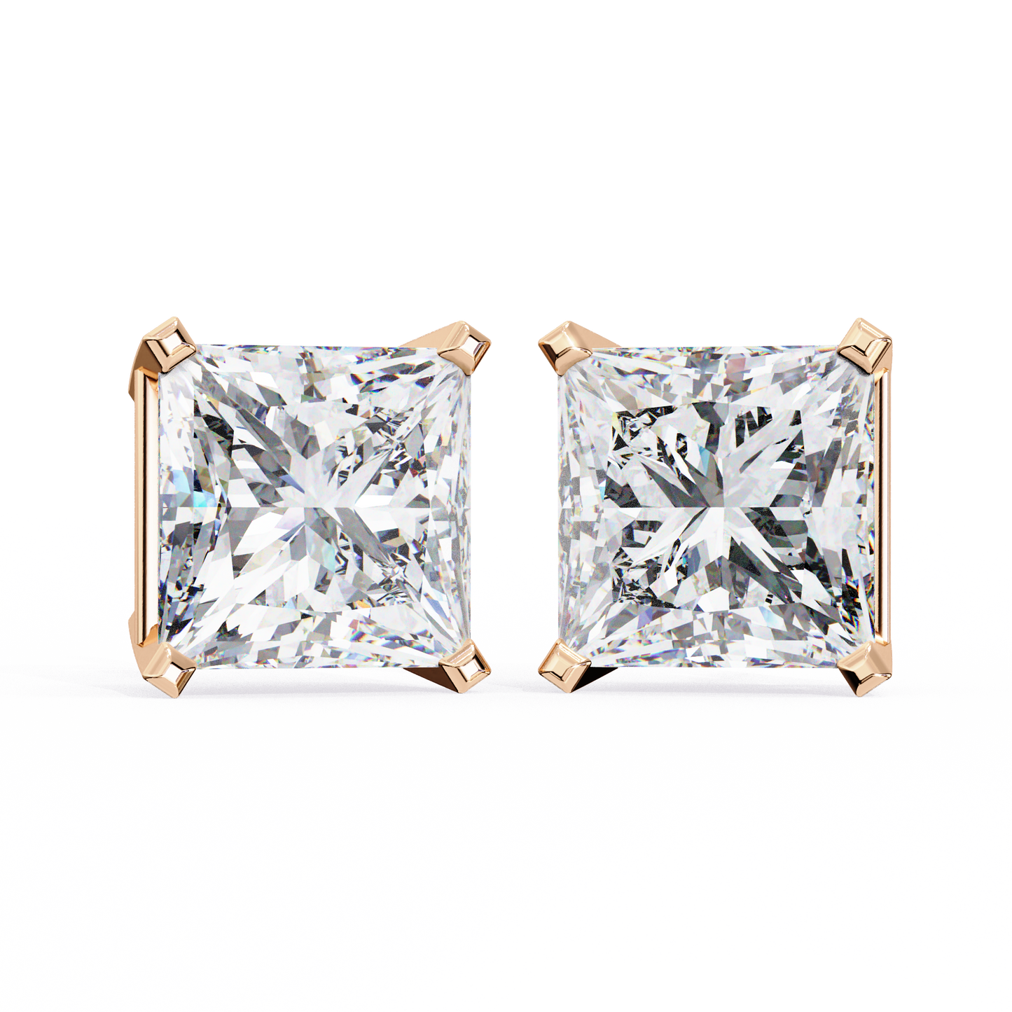 3.04 CTW Princess-Cut Lab-Grown Diamond Stud Earrings in 14K Gold
