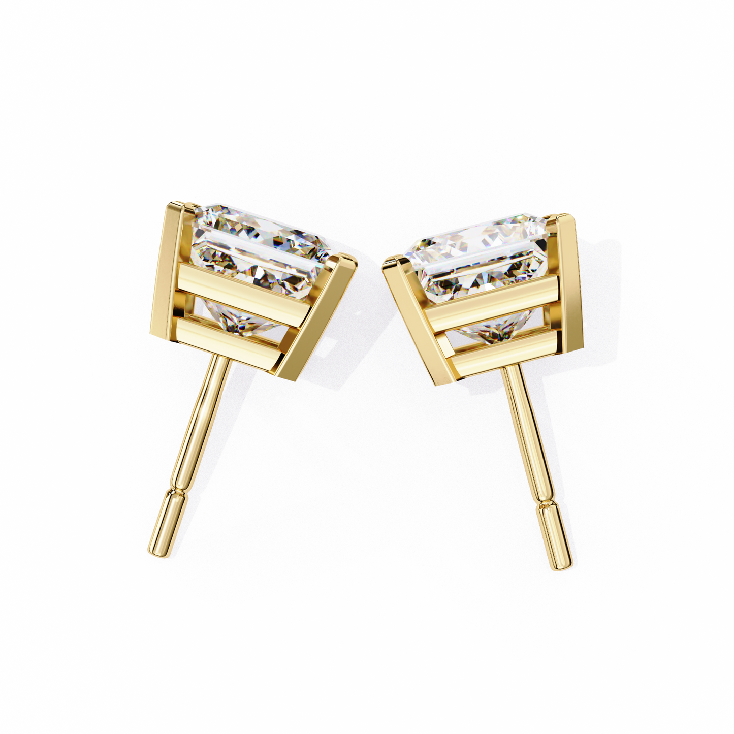 3.04 CTW Princess-Cut Lab-Grown Diamond Stud Earrings in 14K Gold