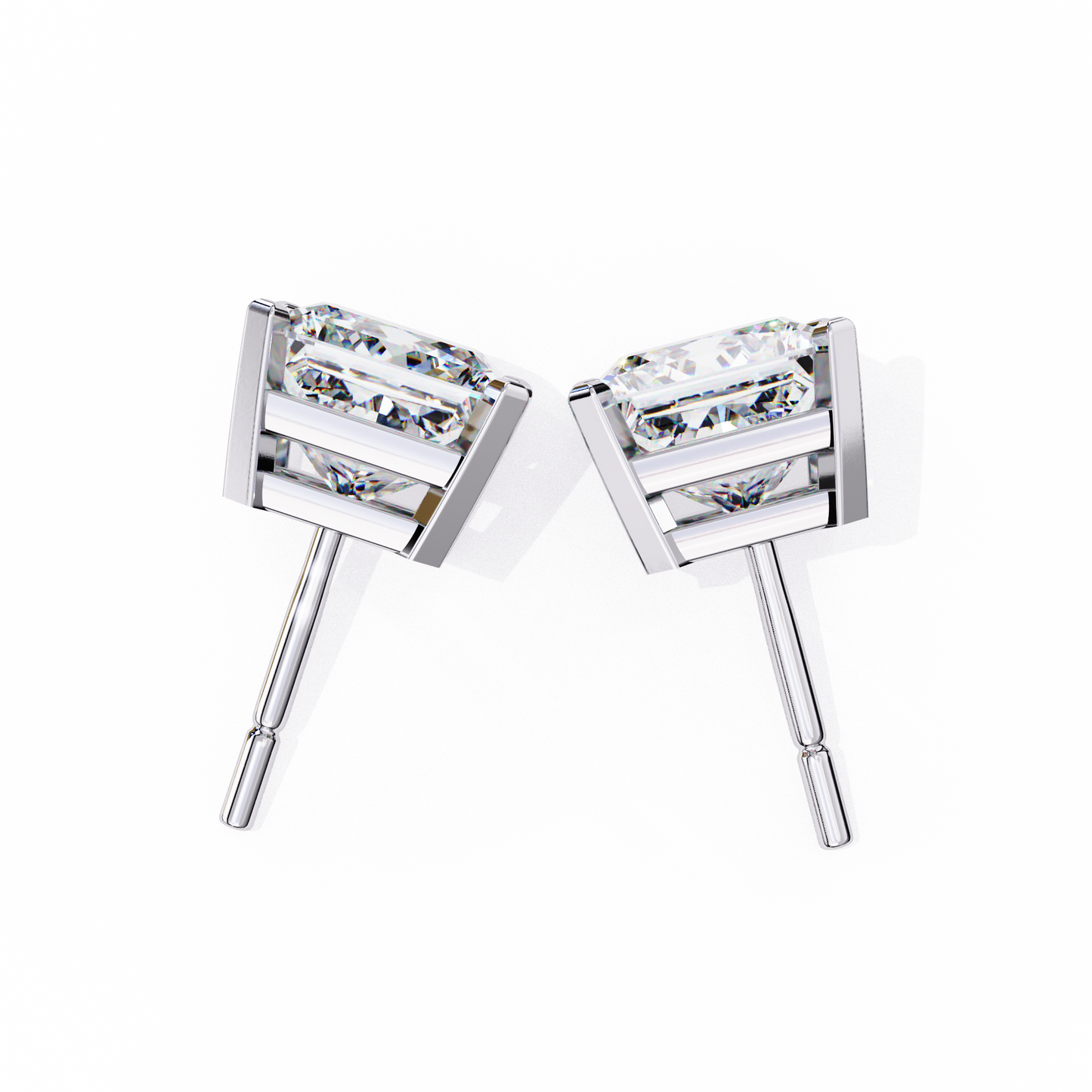 3.04 CTW Princess-Cut Lab-Grown Diamond Stud Earrings in 14K Gold