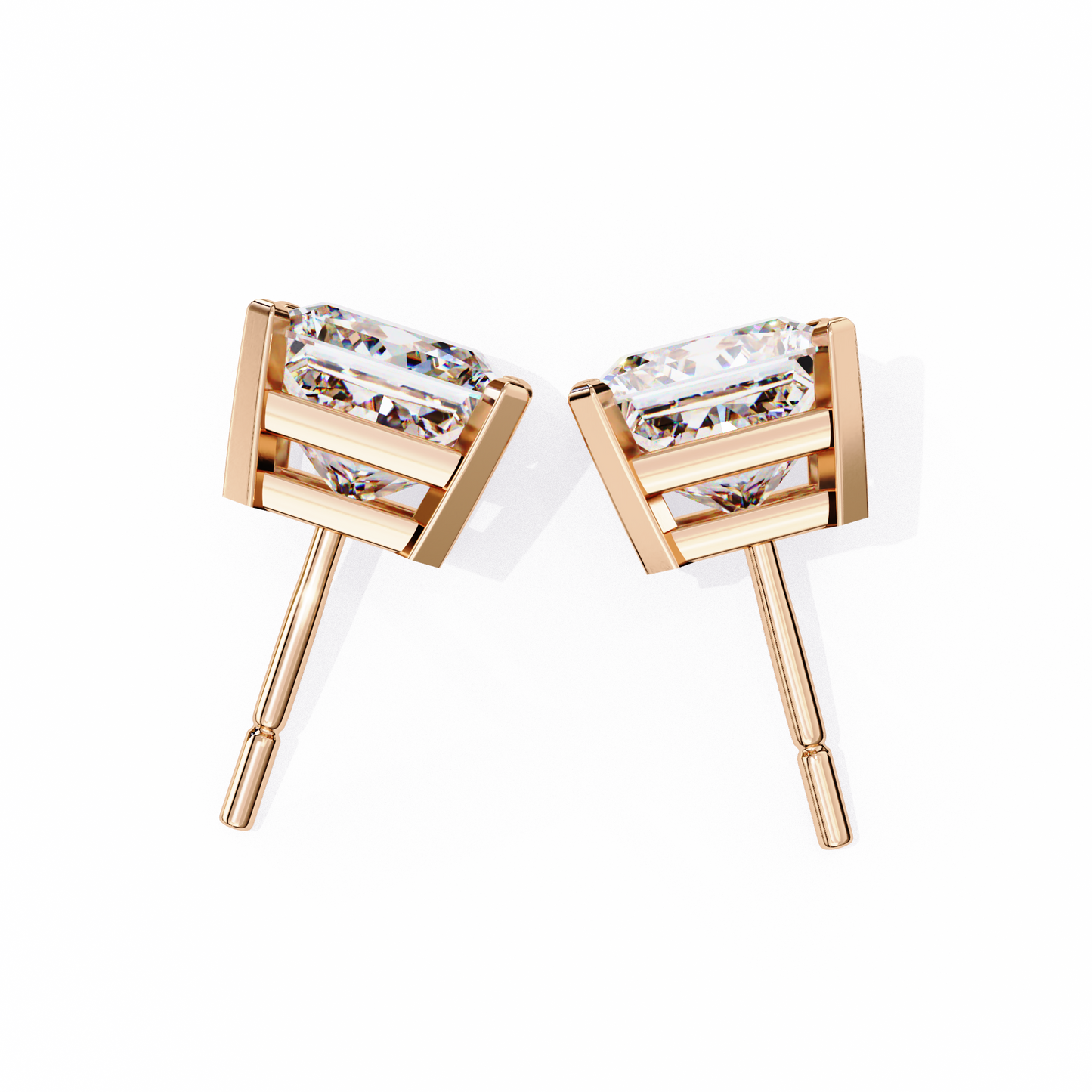 3.04 CTW Princess-Cut Lab-Grown Diamond Stud Earrings in 14K Gold