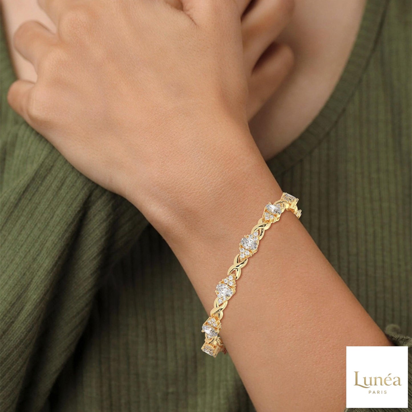 6.70 Ct. Lab Diamond Bracelet Twisted Link