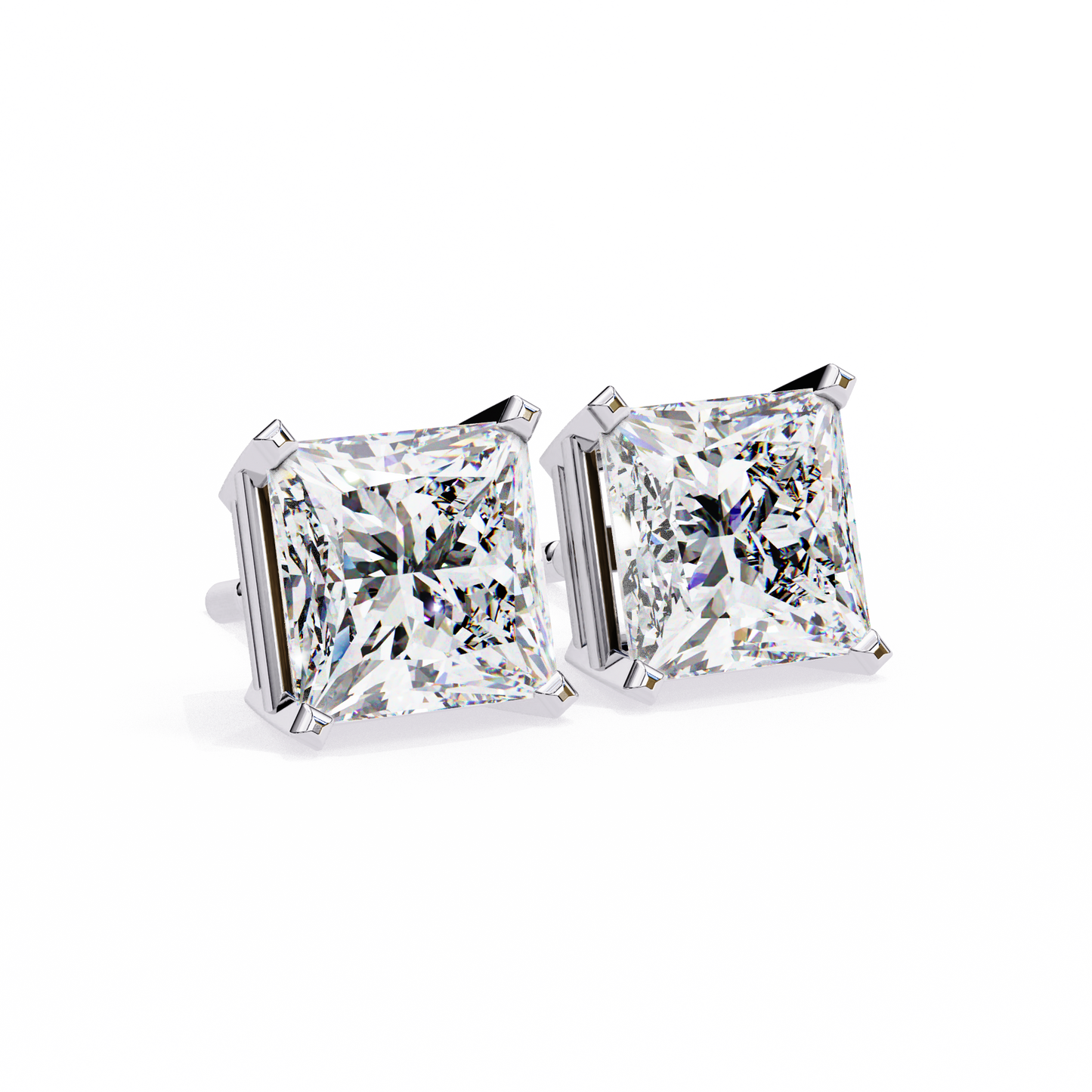 3.04 CTW Princess-Cut Lab-Grown Diamond Stud Earrings in 14K Gold
