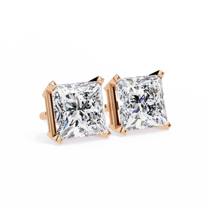 3.04 CTW Princess-Cut Lab-Grown Diamond Stud Earrings in 14K Gold