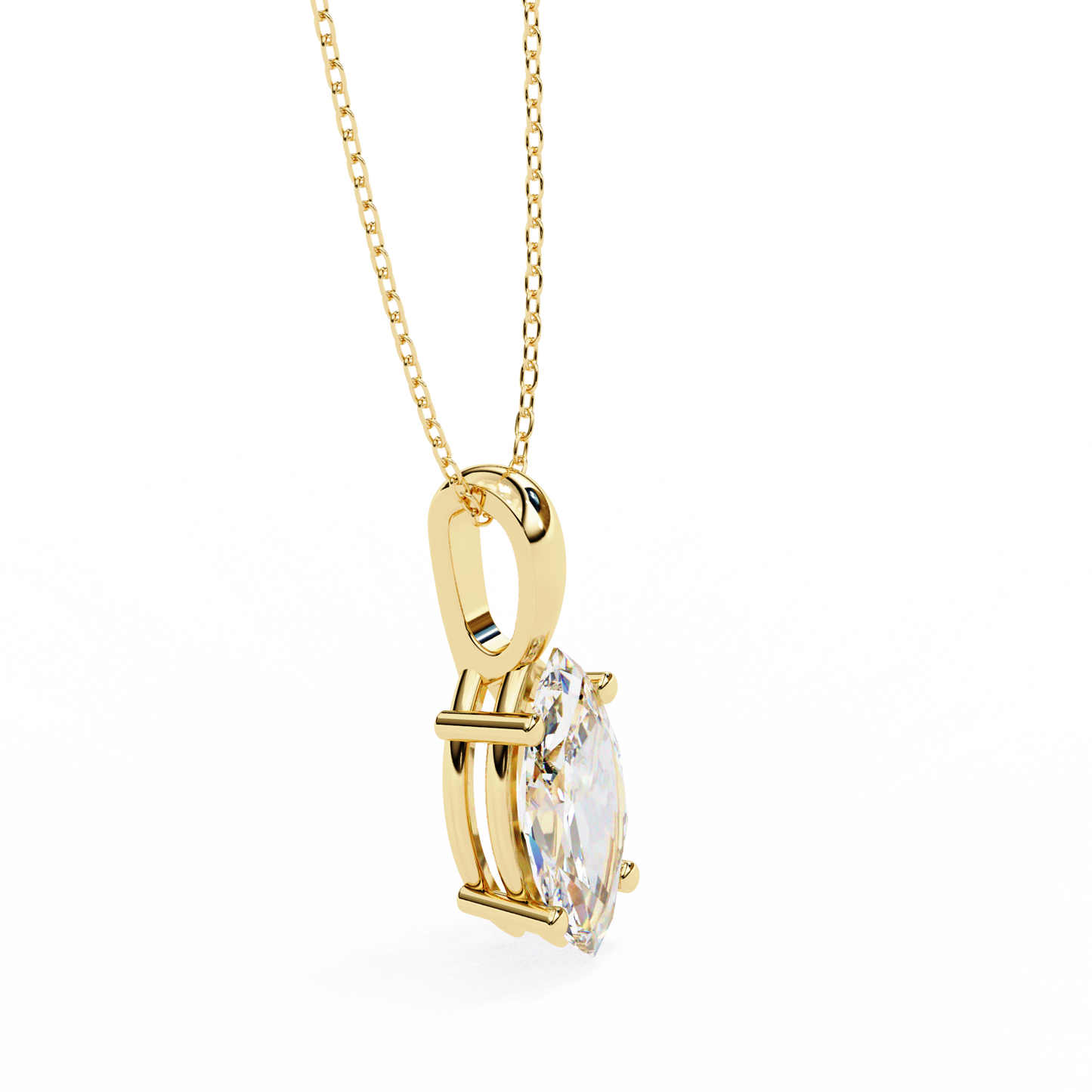 0.90 CT Marquise Lab-Grown Diamond Solitaire Pendant Necklace in 14K Gold & Platinum