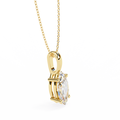 0.90 CT Marquise Lab-Grown Diamond Solitaire Pendant Necklace in 14K Gold & Platinum