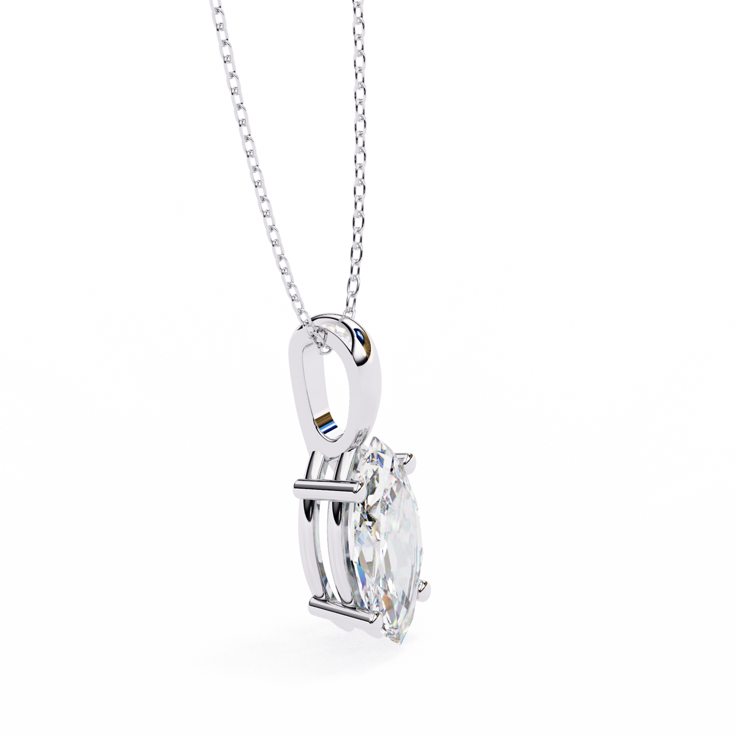 0.90 CT Marquise Lab-Grown Diamond Solitaire Pendant Necklace in 14K Gold & Platinum