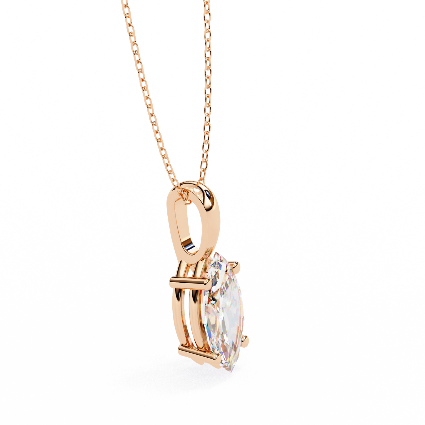 0.90 CT Marquise Lab-Grown Diamond Solitaire Pendant Necklace in 14K Gold & Platinum
